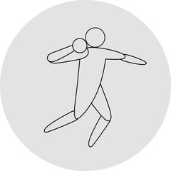 Shot put competition icon. Sport sign. Line art.