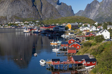 Gravdalsbukta - Reine is a settlement and fishing village in Moskenes municipality,Lofoten in...