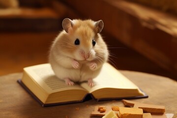hamster reading book. Generative AI