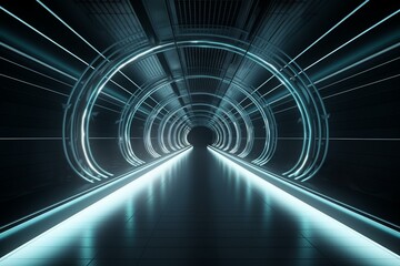 Futuristic tunnel. Generative AI
