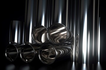shiny tubes on a blank backdrop. Generative AI