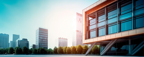 Facade of a modern building on a sunny day