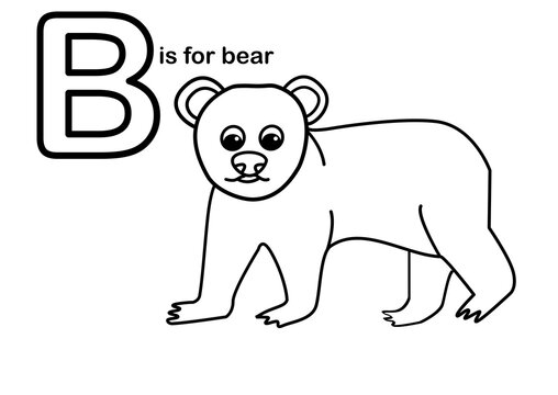 Bear school coloring alphabet worksheet