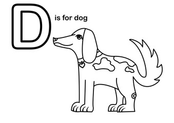 Dog school coloring alphabet worksheet