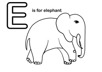 Elephant school coloring alphabet worksheet