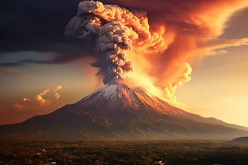 Fotobehang An eruption of the Popocatépetl volcano. Generative AI © Khaled