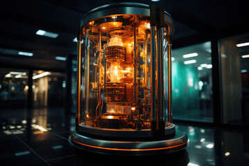 A state-of-the-art quantum computer, unlocking unprecedented computational power for solving complex problems. Generative Ai. - obrazy, fototapety, plakaty