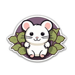 Minimalist Kawaii Bramble Cay Melomys Sticker on White Background - Cute Japanese Rodent Vector Illustration