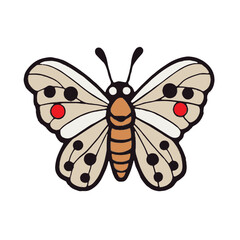 Minimalist Kawaii Quino Checkered Butterfly Sticker on White Background - Cute Japanese Butterfly Vector Illustration