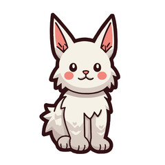 Minimalist Kawaii Canadian Lynx Sticker on White Background - Cute Japanese Wildcat Vector Illustration