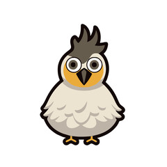 Minimalist Kawaii Greater Sage Grouse Sticker on White Background - Cute Japanese Bird Vector Illustration