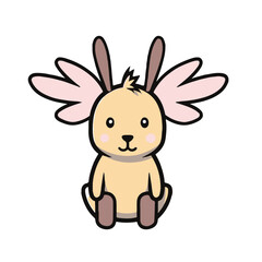 Minimalist Kawaii Moose Sticker on White Background - Cute Japanese Wildlife Vector Illustration