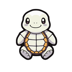 Minimalist Kawaii Leatherback Sea Turtle Sticker on White Background - Cute Japanese Marine Life Vector Illustration