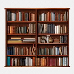 book shelf isolated on a transparent background, AI Generative.