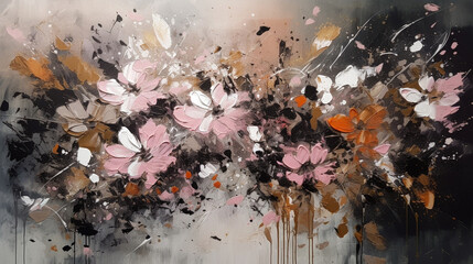 Still life with an abstract flower image. AI Generated