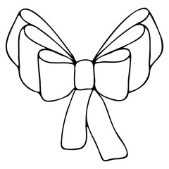 Vector bow in doodle style linear black isolated