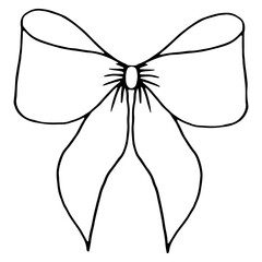 Vector bow in doodle style linear black isolated