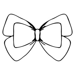 Vector bow in doodle style linear black isolated