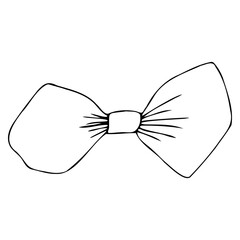 Vector bow in doodle style linear black isolated