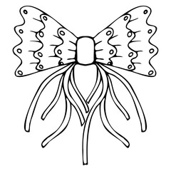 Vector bow in doodle style linear black isolated
