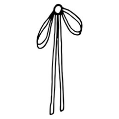 Vector bow in doodle style linear black isolated