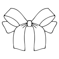 Vector bow in doodle style linear black isolated