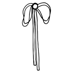 Vector bow in doodle style linear black isolated