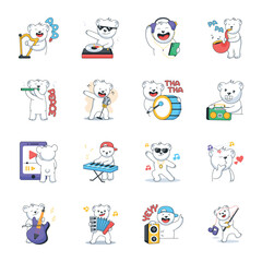 Collection of Cute Bear Music Flat Stickers