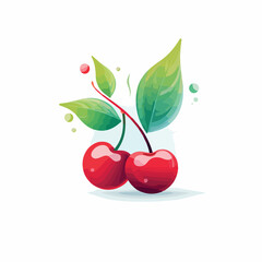 Cherry in cartoon, doodle style. 2d vector illustration in logo, icon style. AI Generative