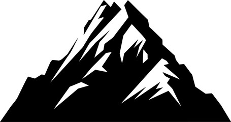 Mountain silhouette. Rocky mountain icon or logo. Vector illustration. - obrazy, fototapety, plakaty