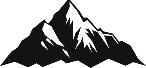 Gordijnen Mountain vector illustration, landscape mature silhouette element outdoor icon snow ice tops and decorative isolated camping travel climbing or hiking. © Ibad