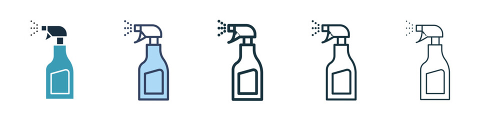 Car cleaning spray sign icon set. Chemical product spray bottle vector symbol for ui designs.