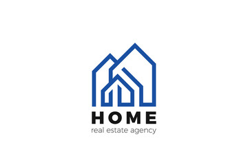 House Logo Real Estate Geometric Simple Design Vector template Linear Outline style. Home Realty Construction Architecture Logotype concept app icon.