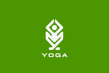 Yoga Logo Lotus Pose Abstract Geometric Design vector template.