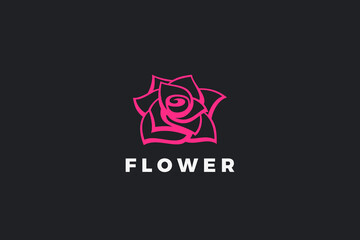 Rose Flower Logo abstract design vector template. Luxury Fashion Cosmetics SPA Logotype concept icon.