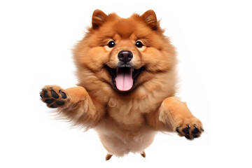 Chow Chow Jumping on White Background	