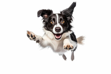Border Collie Jumping on White Background	