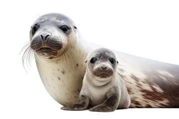 Crédence de cuisine en verre imprimé Antarctique Seal Mother and Pup on isolated background