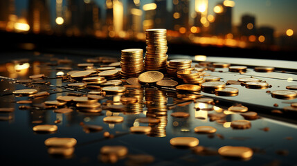 gold bitcoin on black background. cryptocurrency concept