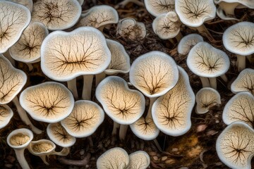 Porcelain fungi (Oudemansiella mucida), underside, Hesse