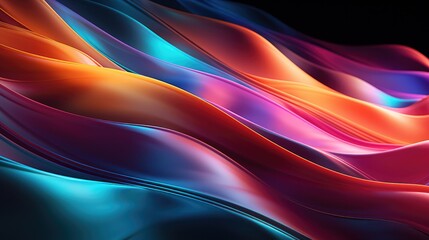 Fototapeta premium Radiant Iridescent Light-Waves Background Wallpaper Art Cosmic Rainbow Spectrum Flowing Liquid Abstract Art