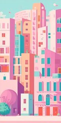 Fototapeta premium Cartoon cityscape. AI generated illustration