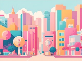Fototapeta premium Cartoon cityscape. AI generated illustration