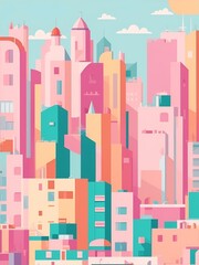 Cartoon cityscape. AI generated illustration