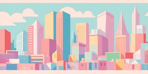 Cartoon cityscape. AI generated illustration