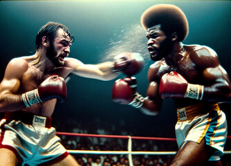 Fototapeta na wymiar Vintage Boxing Match: 60s and 70s Colors - AI Artwork