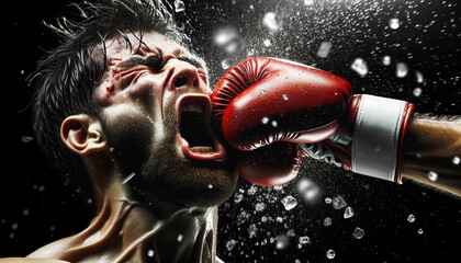AI-Generated Color Image of a Knockout Boxing Punch