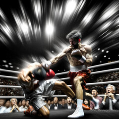 Fototapeta na wymiar Powerful Punch: AI-Generated Violent KO in Boxing