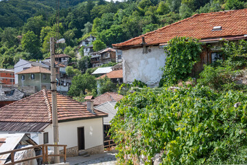 Fototapeta na wymiar Village of Delchevo with authentic houses, Bulgaria