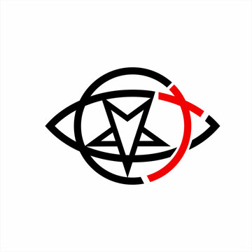 One eye logo design with pentagram and cross..